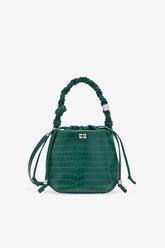 GANNI Discount Pineneedle Green Patent Croco Bou Bucket Bag