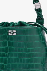 GANNI Discount Pineneedle Green Patent Croco Bou Bucket Bag