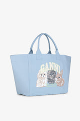 GANNI On Sale Soft Chambray Blue XXL Animal Print Tote