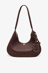 GANNI Online Chicory Coffee Brown Grained Medium Hobo Bag