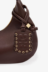 GANNI Online Chicory Coffee Brown Grained Medium Hobo Bag