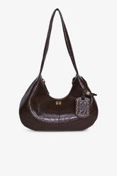 GANNI Sale Chocolate Fondant Brown Croco Medium Hobo Bag