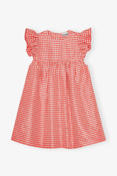 GANNI On Sale Red Crinkled Check Taffeta Dress