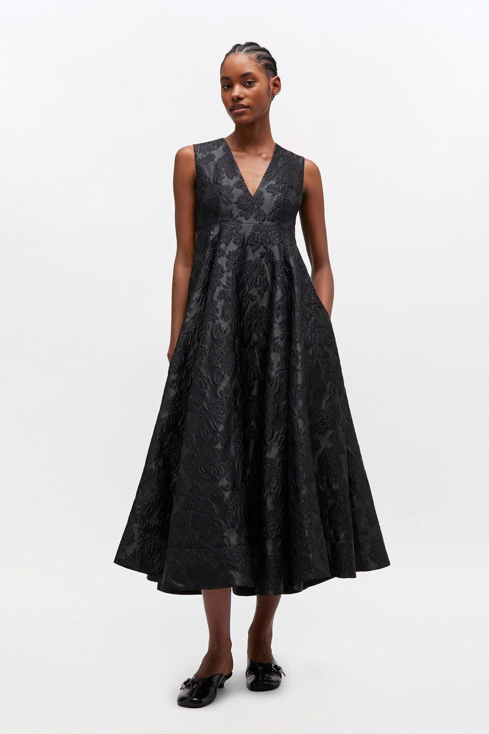 GANNI Hot Sale Satin Cloque Long Dress