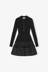 GANNI On Sale Mini Dress in Rib Knit Ruffle