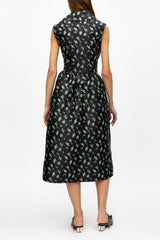 GANNI For Sale Black Floral Jacquard Midi Dress