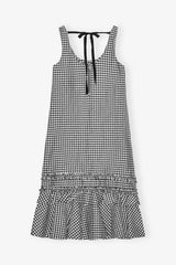 GANNI Outlet Crinkled Check Long Dress