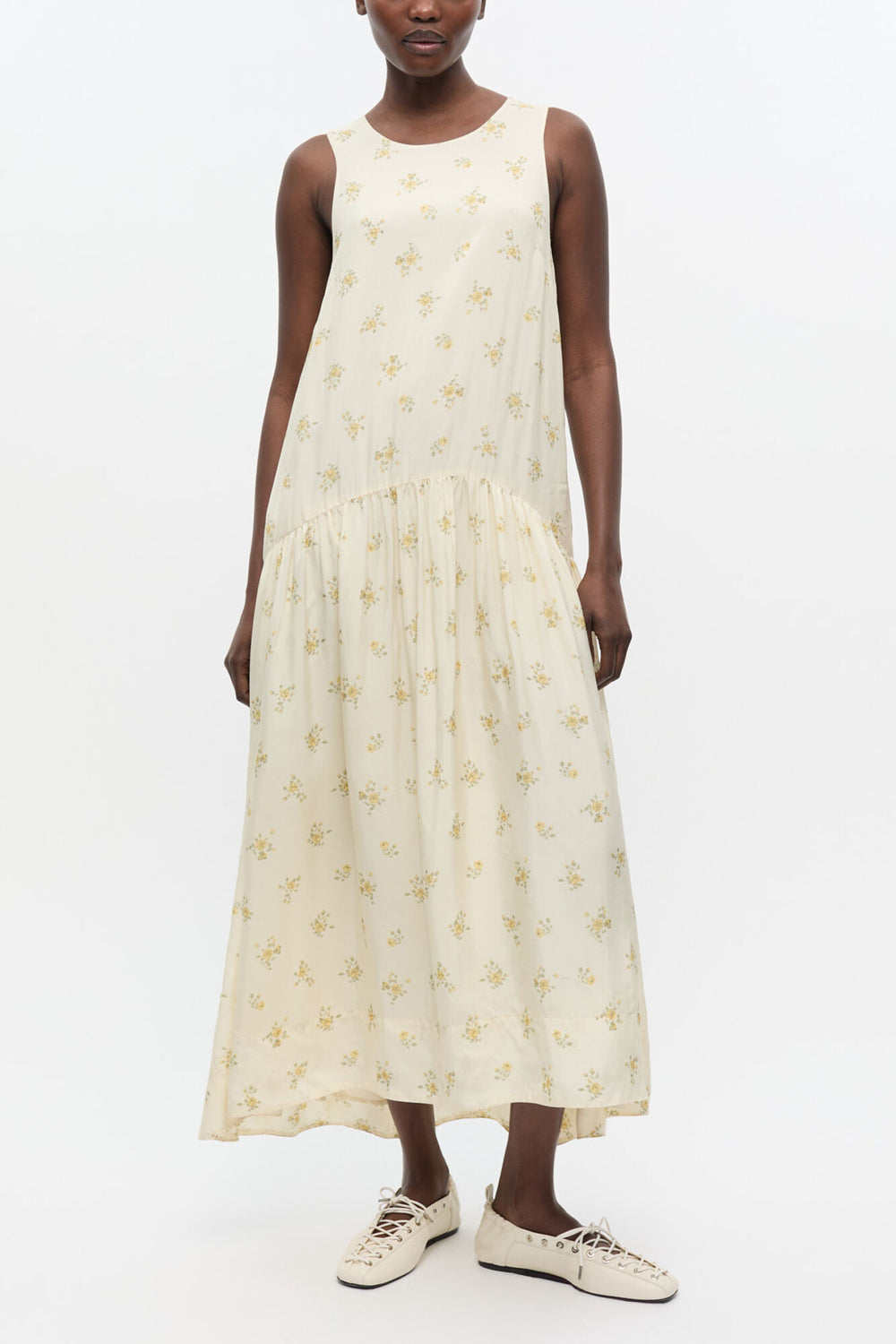 GANNI New White Floral Dress