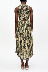 GANNI Online Printed Pleats Smock Midi Straps Dress