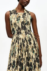 GANNI Online Printed Pleats Smock Midi Straps Dress