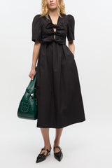 GANNI Discount Black Stretch Cotton Dress