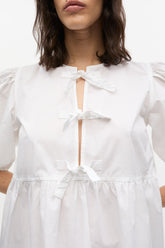 GANNI On Sale White Cotton Poplin Tie String Mini Dress