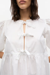 GANNI On Sale White Cotton Poplin Tie String Mini Dress