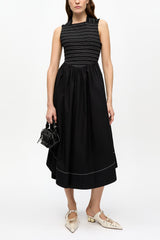 GANNI Outlet Washed Stretch Cotton Smock Midi Dress