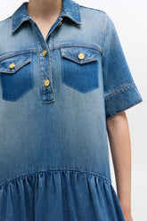 GANNI Hot Sale Light Washed Denim Dress