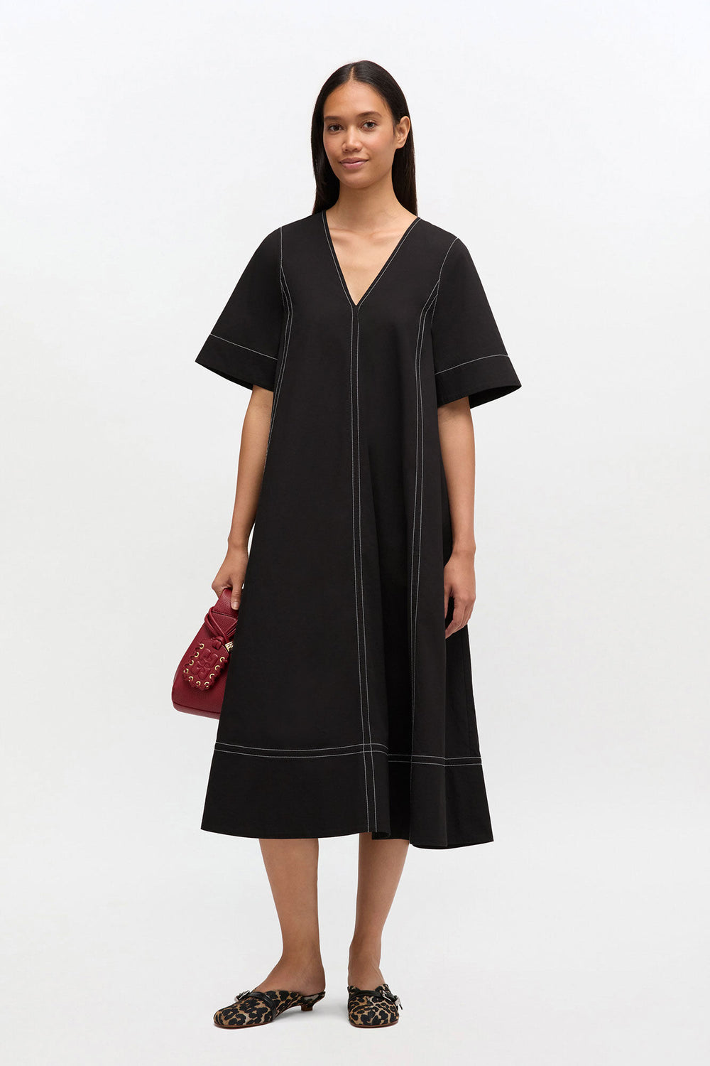 GANNI Online Black Cotton A-line Dress