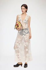 GANNI Sale Long Dress in Cotton Crochet