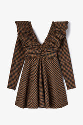 GANNI Outlet Dress in Check Taffeta