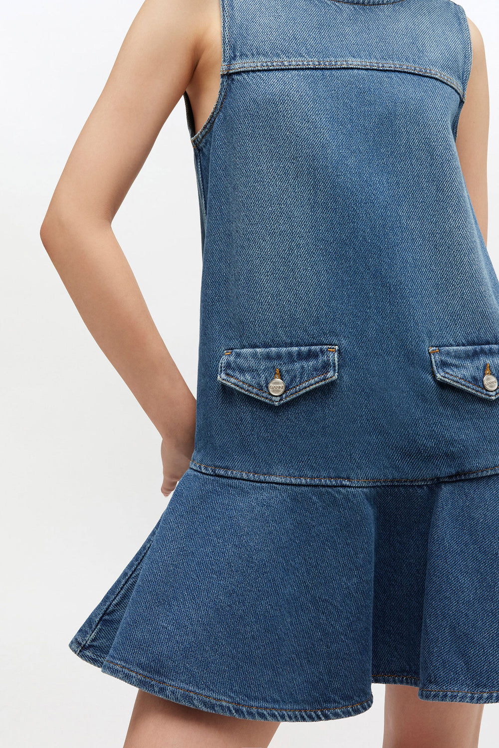 GANNI Online Light Denim Mini Dress