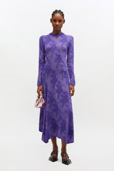 GANNI Sale Purple Sheer Flower Dress