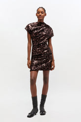 GANNI Hot Sale Brown Sequins Mini Dress