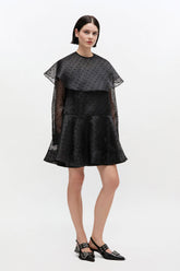 GANNI New Black Organza Circle Collar Dress