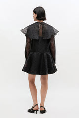 GANNI New Black Organza Circle Collar Dress