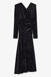 GANNI us Dress in Black Velour Ruched