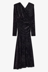 GANNI us Dress in Black Velour Ruched