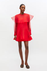 GANNI Online Red Organza Circle Collar Dress