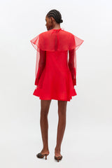 GANNI Online Red Organza Circle Collar Dress