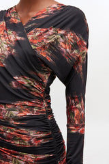 GANNI Discount Floral Ruched Dress