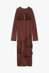 GANNI New Brown Ruffle Dress