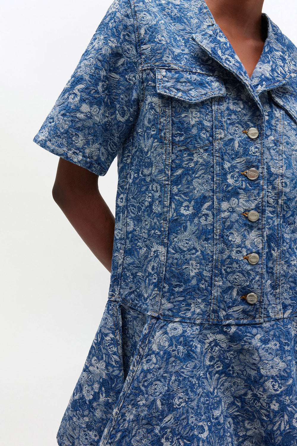 GANNI New Blue Tapestry Mini Dress