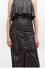 GANNI Online Check Ruffle Dress