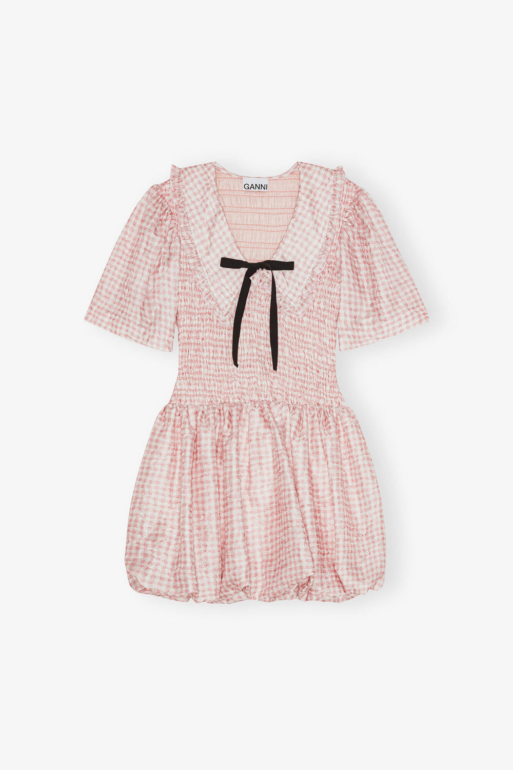 GANNI For Sale Pink Check Smock Dress