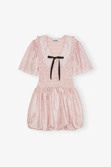 GANNI For Sale Pink Check Smock Dress