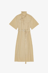 GANNI On Sale Beige Stretch Cotton Dress