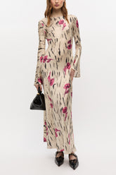 GANNI Hot Sale Floral Satin Maxi Dress