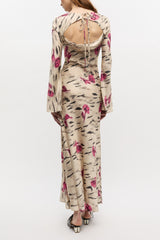 GANNI Hot Sale Floral Satin Maxi Dress