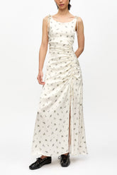 GANNI us White Satin Gathered Dress