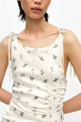 GANNI us White Satin Gathered Dress