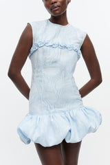 GANNI Discount Blue Textured Cloque Corset Mini Dress