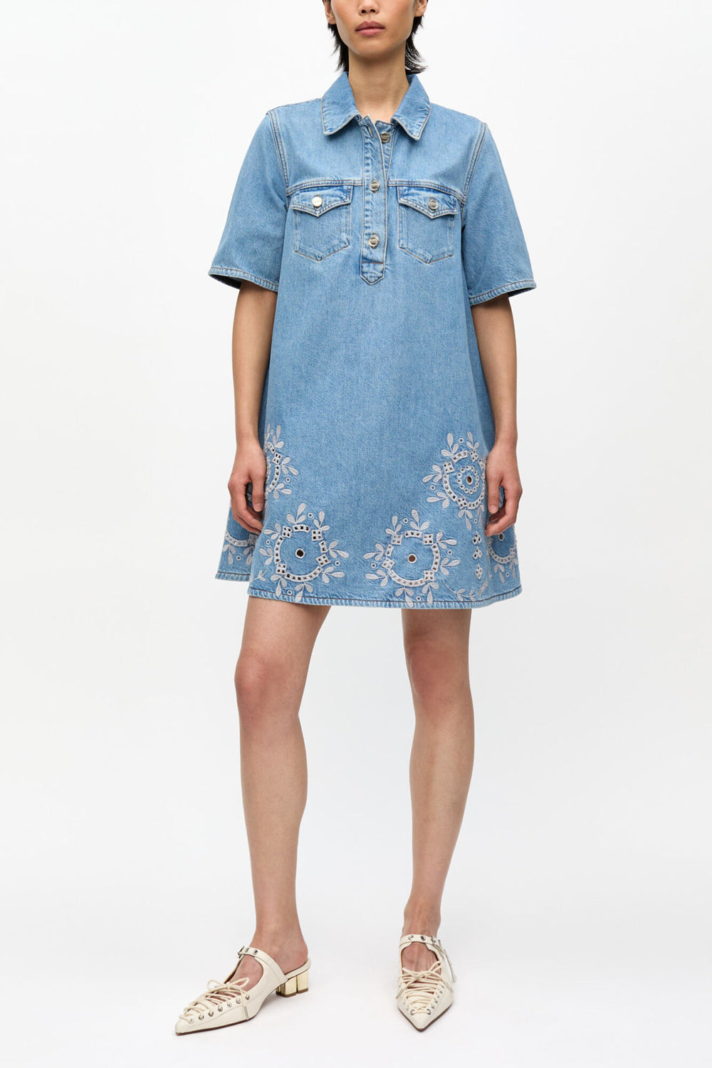GANNI New Broderie Anglaise Mini Dress