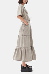 GANNI Online Grey Future Long Denim Dress