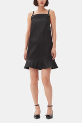 GANNI On Sale Black Duchesse Satin Mini Dress