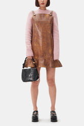 GANNI New Brown Foil Denim Mini Dress