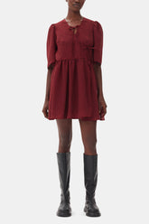 GANNI us Red Sheer Tie String Wrap Dress