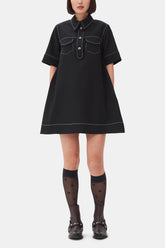 GANNI Online Black Crepe Mini Dress