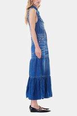GANNI Sale Blue Denim Long Dress